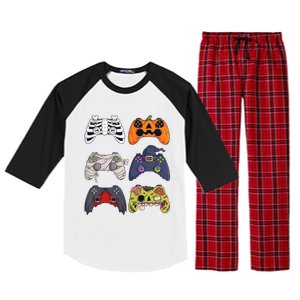 Halloween Skeleton Zombie Gaming Controllers Mummy Raglan Sleeve Pajama Set