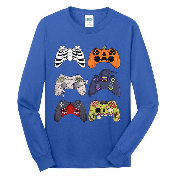 Halloween Skeleton Zombie Gaming Controllers Mummy Tall Long Sleeve T-Shirt