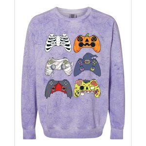 Halloween Skeleton Zombie Gaming Controllers Mummy Boy Kids 9060 Colorblast Crewneck Sweatshirt