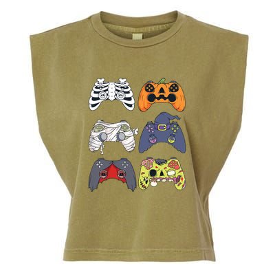 Halloween Skeleton Zombie Gaming Controllers Mummy Boy Kids 9060 Garment-Dyed Women's Muscle Tee