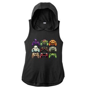 Halloween Skeleton Zombie Gaming Controllers Mummy Boy Kids Ladies PosiCharge Tri-Blend Wicking Draft Hoodie Tank