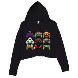 Halloween Skeleton Zombie Gaming Controllers Mummy Boy Kids Crop Fleece Hoodie