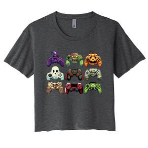 Halloween Skeleton Zombie Gaming Controllers Mummy Boy Kids Women's Crop Top Tee