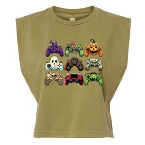 Halloween Skeleton Zombie Gaming Controllers Mummy Boy Kids Garment-Dyed Women's Muscle Tee