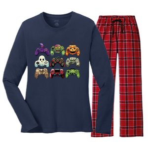 Halloween Skeleton Zombie Gaming Controllers Mummy Boy Kids Women's Long Sleeve Flannel Pajama Set 