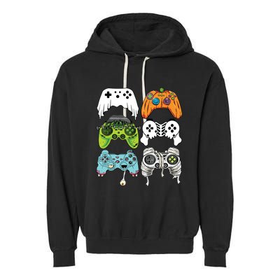 Halloween Skeleton Zombie Gaming Controllers Mummy Game Boy Garment-Dyed Fleece Hoodie