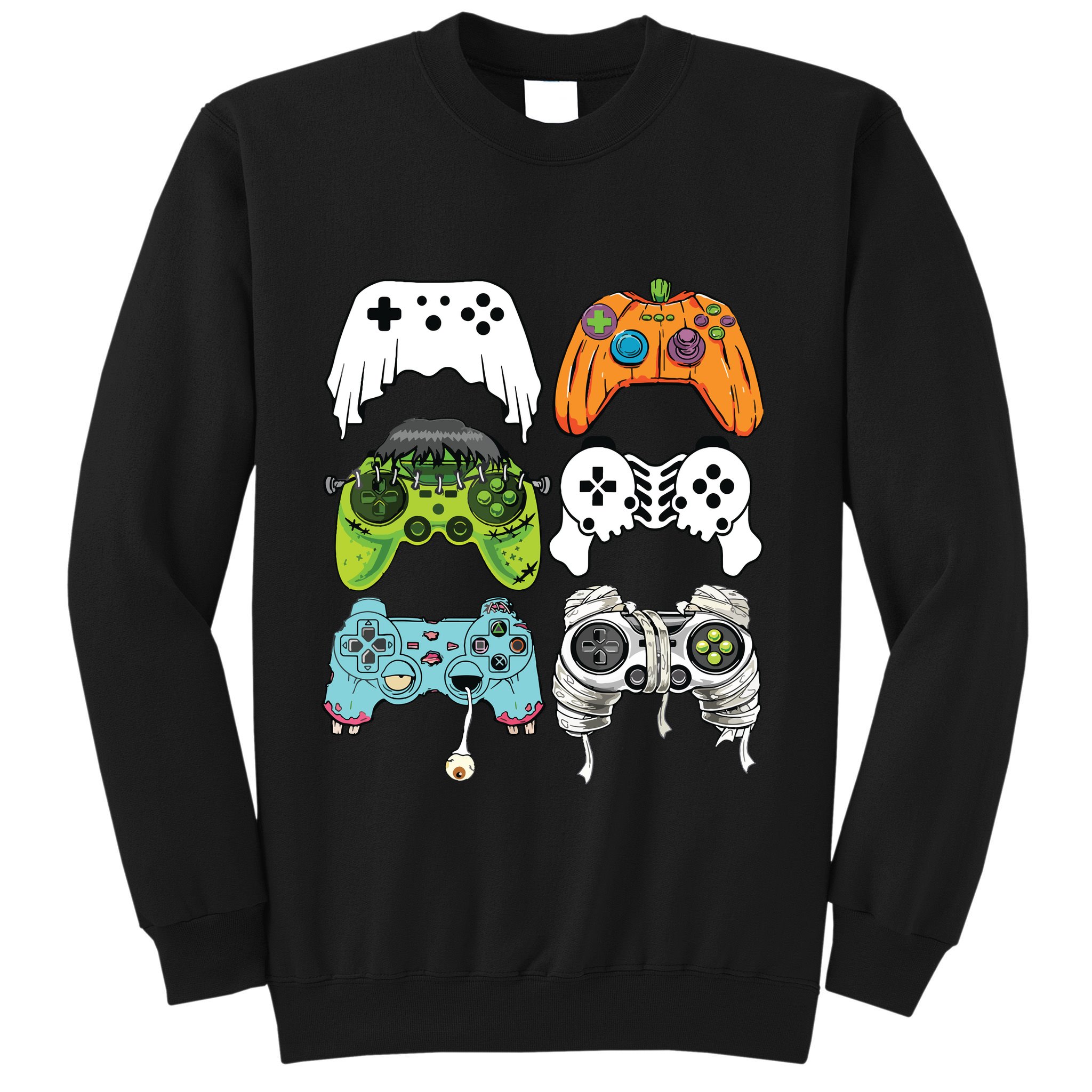 Halloween Skeleton Zombie Gaming Controllers Mummy Game Boy Sweatshirt