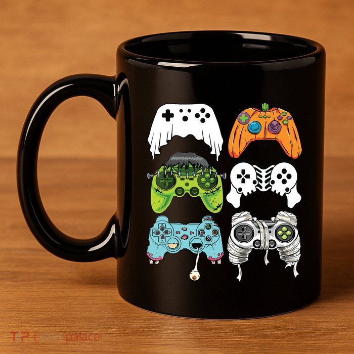 Halloween Skeleton Zombie Gaming Controllers Mummy Game Boy 11oz C Handle Ceramic Mug