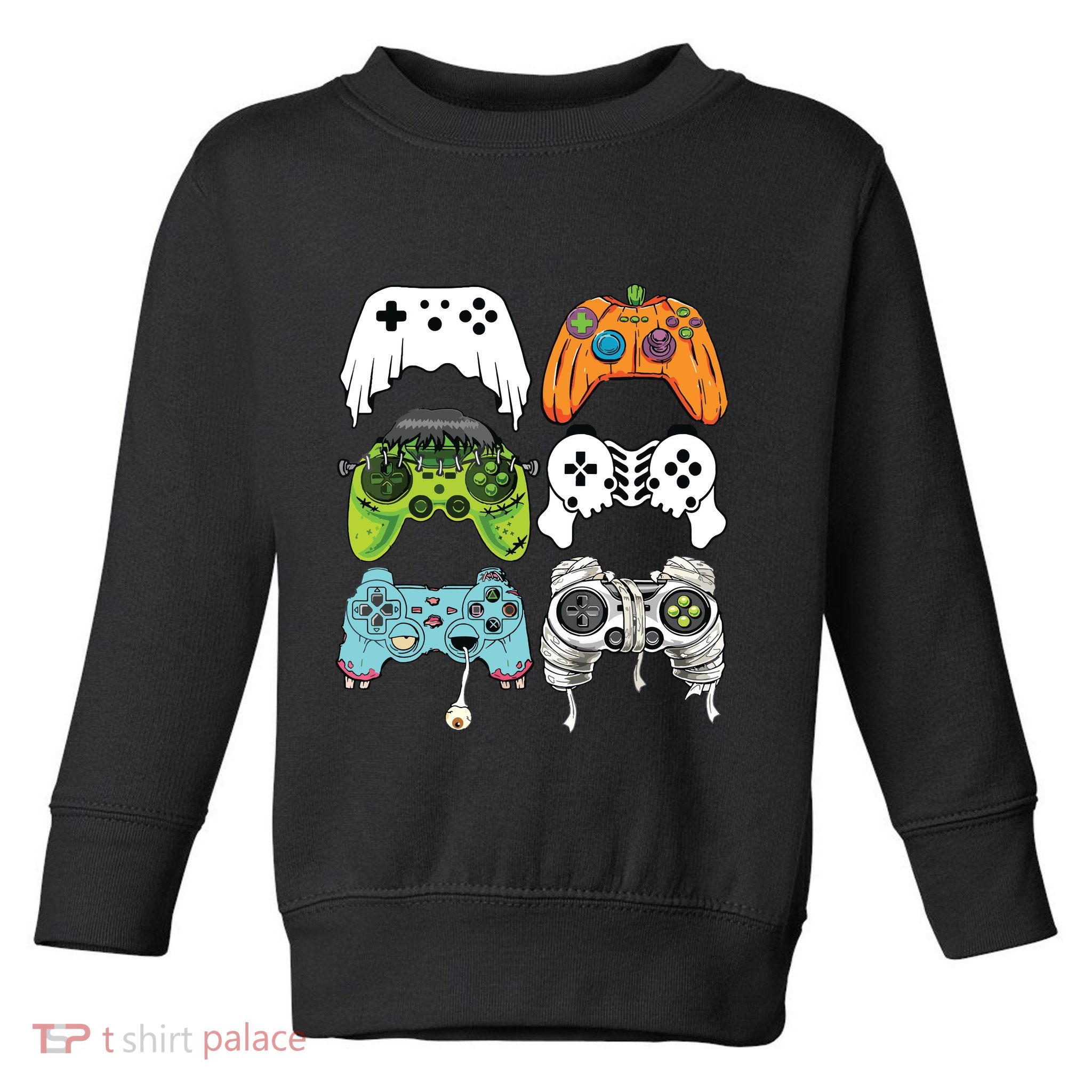 Halloween Skeleton Zombie Gaming Controllers Mummy Game Boy Toddler Sweatshirt