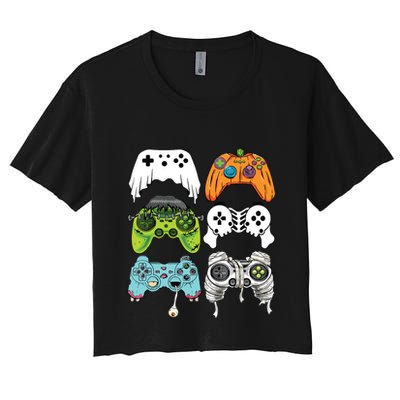 Halloween Skeleton Zombie Gaming Controllers Mummy Game Boy Crop Top
