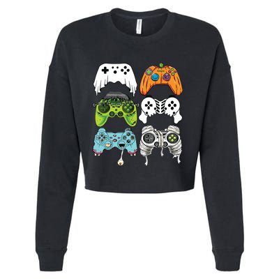 Halloween Skeleton Zombie Gaming Controllers Mummy Game Boy Cropped Pullover Crew