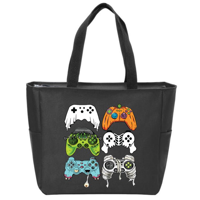 Halloween Skeleton Zombie Gaming Controllers Mummy Game Boy Zip Tote Bag