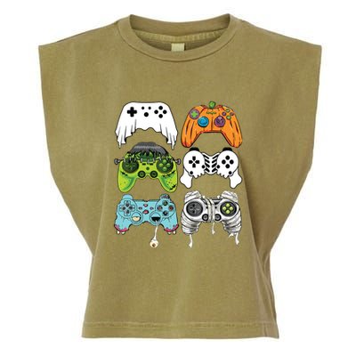 Halloween Skeleton Zombie Gaming Controllers Mummy Game Boy Garment-Dyed Women's Muscle Tee