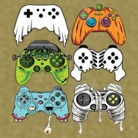 Halloween Skeleton Zombie Gaming Controllers Mummy Game Boy Garment-Dyed Women's Muscle Tee