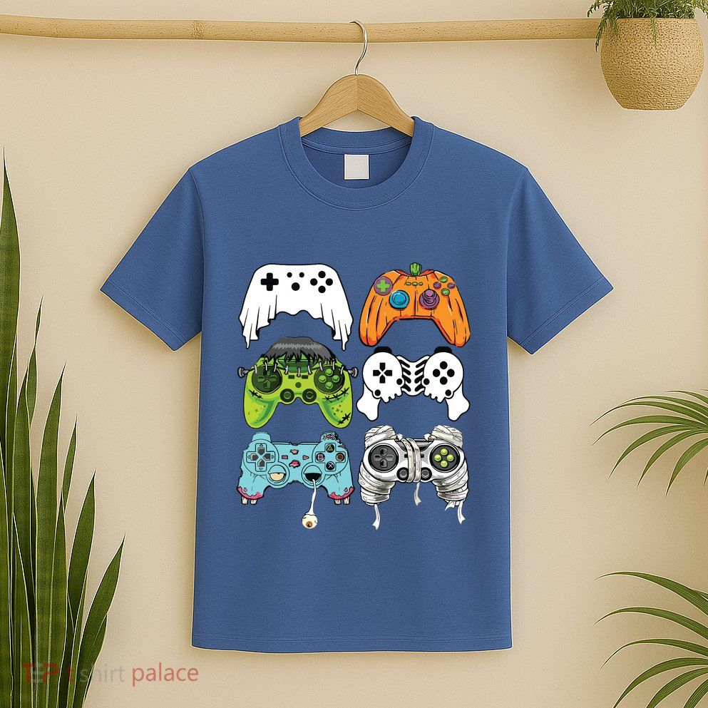 Halloween Skeleton Zombie Gaming Controllers Mummy Game Boy T-Shirt