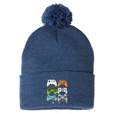 Halloween Skeleton Zombie Gaming Controllers Mummy Game Boy Pom Pom 12in Knit Beanie