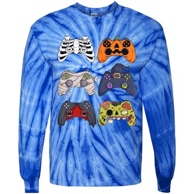 Halloween Skeleton Zombie Gaming Controllers Mummy Tie-Dye Long Sleeve Shirt