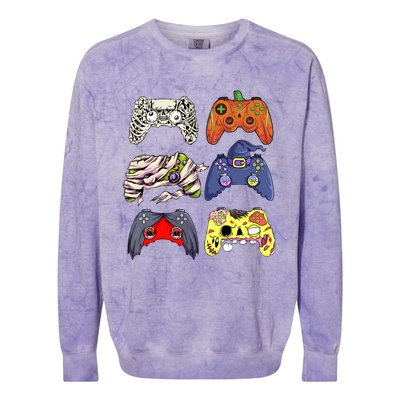 Halloween Skeleton Zombie Witch Controller Mummy Gamer Gift Colorblast Crewneck Sweatshirt