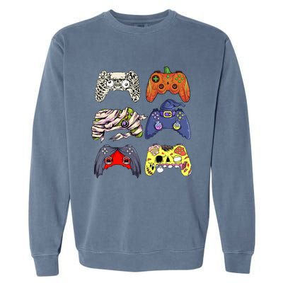 Halloween Skeleton Zombie Witch Controller Mummy Gamer Gift Garment-Dyed Sweatshirt