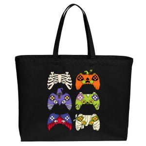 Halloween Skeleton Zombie Mummy Gaming Controllers Cotton Canvas Jumbo Tote