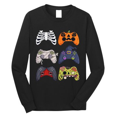 Halloween Skeleton Zombie Gaming Controllers Mummy Long Sleeve Shirt