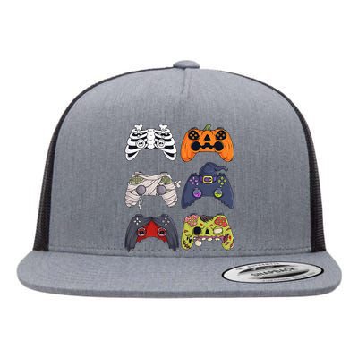 Halloween Skeleton Zombie Gaming Controllers Mummy Flat Bill Trucker Hat