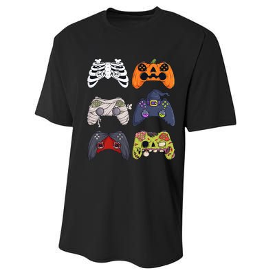 Halloween Skeleton Zombie Gaming Controllers Mummy Performance Sprint T-Shirt