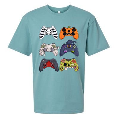 Halloween Skeleton Zombie Gaming Controllers Mummy Sueded Cloud Jersey T-Shirt