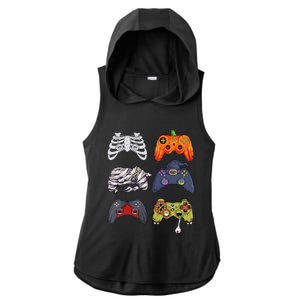 Halloween Skeleton Zombie Gaming Controllers Mummy Cute Gift Ladies PosiCharge Tri-Blend Wicking Draft Hoodie Tank