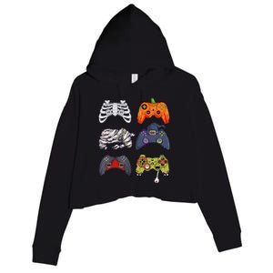 Halloween Skeleton Zombie Gaming Controllers Mummy Cute Gift Crop Fleece Hoodie