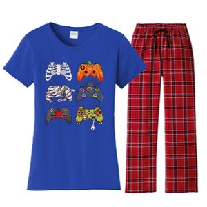 Halloween Skeleton Zombie Gaming Controllers Mummy Cute Gift Women's Flannel Pajama Set