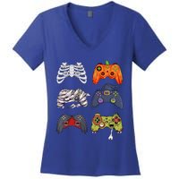 Halloween Skeleton Zombie Gaming Controllers Mummy Cute Gift Women's V-Neck T-Shirt