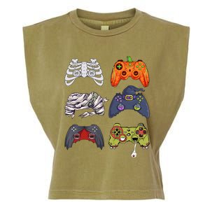 Halloween Skeleton Zombie Gaming Controllers Mummy Cute Gift Garment-Dyed Women's Muscle Tee