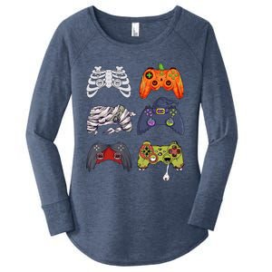 Halloween Skeleton Zombie Gaming Controllers Mummy Cute Gift Women's Perfect Tri Tunic Long Sleeve Shirt