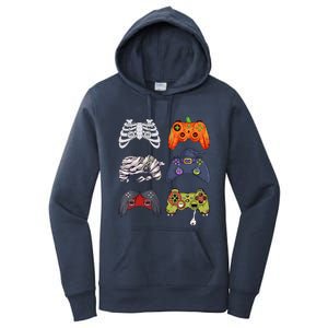 Halloween Skeleton Zombie Gaming Controllers Mummy Cute Gift Women's Pullover Hoodie