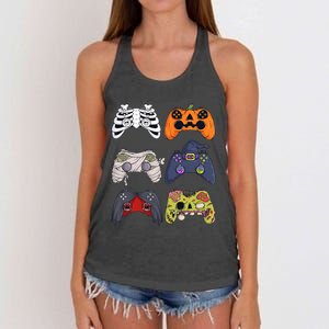 Halloween Skeleton Zombie Gaming Controllers Mummy Women's Knotted Racerback Tank