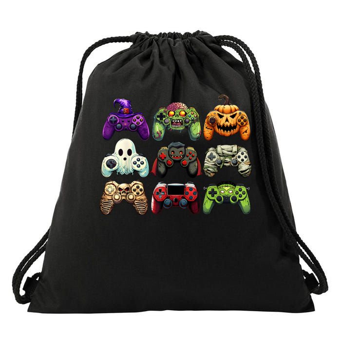 Halloween Skeleton Zombie Gaming Controllers Mummy Boy Kids Drawstring Bag