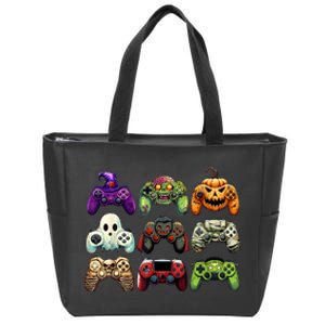 Halloween Skeleton Zombie Gaming Controllers Mummy Boy Kids Zip Tote Bag