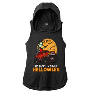 Halloween Skeleton Zombie Riding Monster Truck Vampire Gift Ladies PosiCharge Tri-Blend Wicking Draft Hoodie Tank