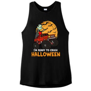 Halloween Skeleton Zombie Riding Monster Truck Vampire Gift Ladies PosiCharge Tri-Blend Wicking Tank