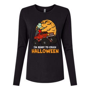 Halloween Skeleton Zombie Riding Monster Truck Vampire Gift Womens Cotton Relaxed Long Sleeve T-Shirt