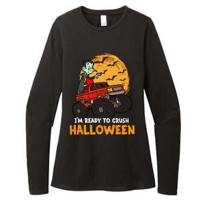 Halloween Skeleton Zombie Riding Monster Truck Vampire Gift Womens CVC Long Sleeve Shirt