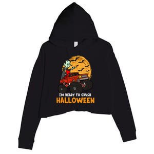 Halloween Skeleton Zombie Riding Monster Truck Vampire Gift Crop Fleece Hoodie