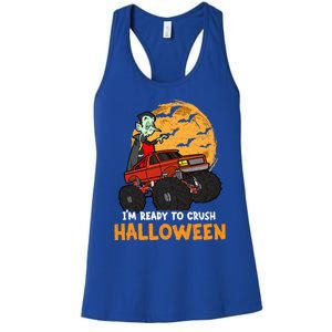 Halloween Skeleton Zombie Riding Monster Truck Vampire Gift Women's Racerback Tank