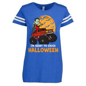 Halloween Skeleton Zombie Riding Monster Truck Vampire Gift Enza Ladies Jersey Football T-Shirt