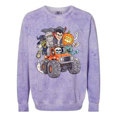 Halloween Skeleton Zombie Monster Truck Vampire Boys Colorblast Crewneck Sweatshirt