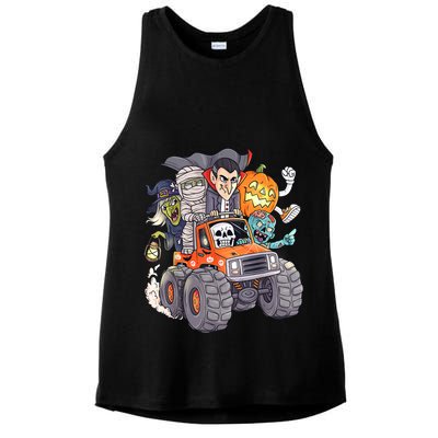 Halloween Skeleton Zombie Monster Truck Vampire Boys Ladies PosiCharge Tri-Blend Wicking Tank