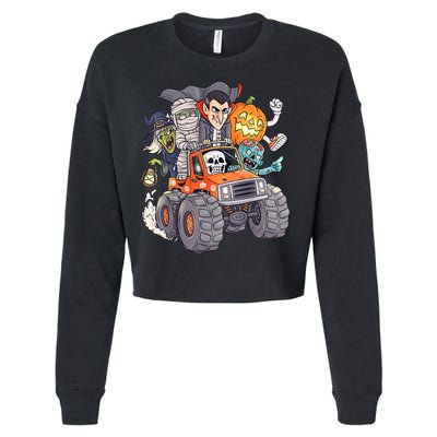 Halloween Skeleton Zombie Monster Truck Vampire Boys Cropped Pullover Crew