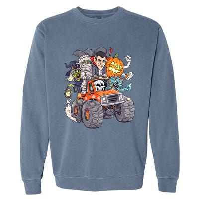 Halloween Skeleton Zombie Monster Truck Vampire Boys Garment-Dyed Sweatshirt