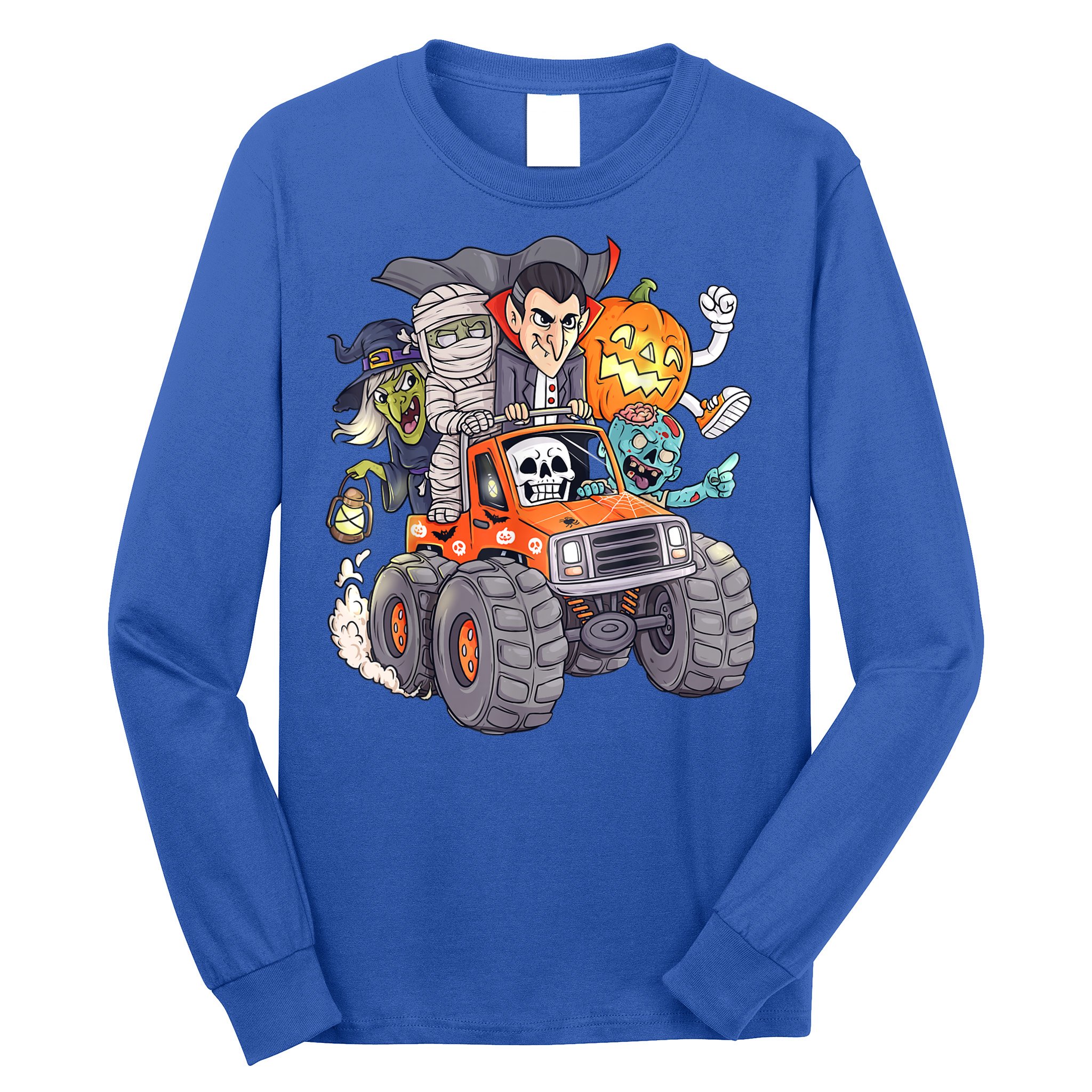 Halloween Skeleton Zombie Monster Truck Vampire Boys Long Sleeve Shirt